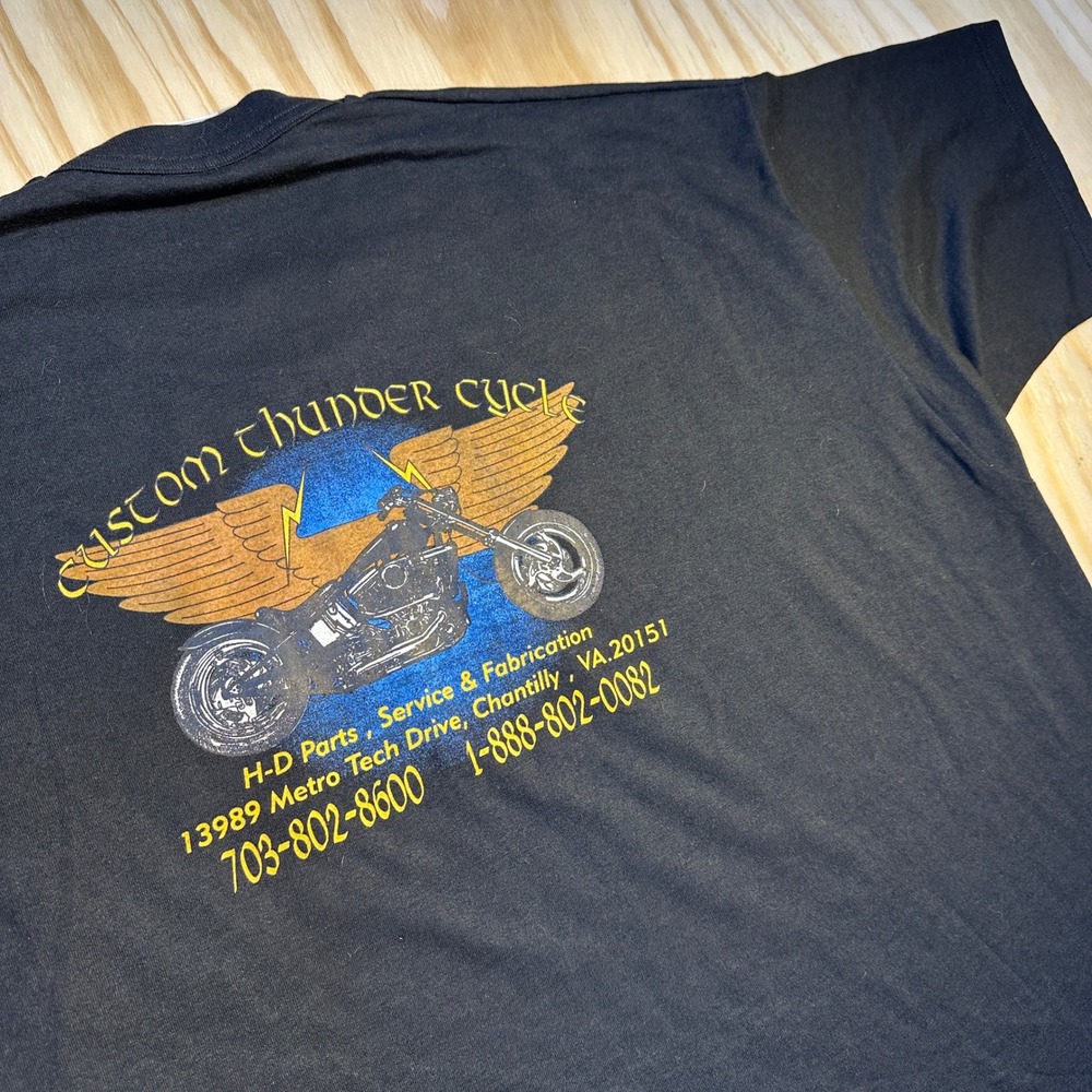 Fruit of the Loom XXL Mens Black Custom Thunder Cycle Biker Pocket T-Shirt